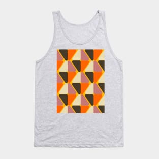 Retro Color Block Flower Yellow Tank Top